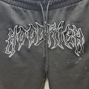 Hoodrich Jogger Sweatpants Logo Patch Front Black Size XL Streetwear